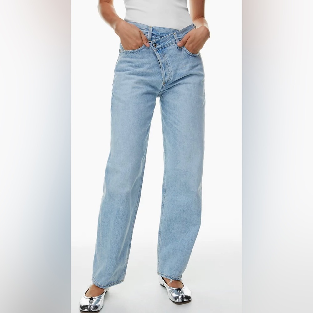 AGOLDE criss cross upsized jeans light wash denim “suburbia” size 25